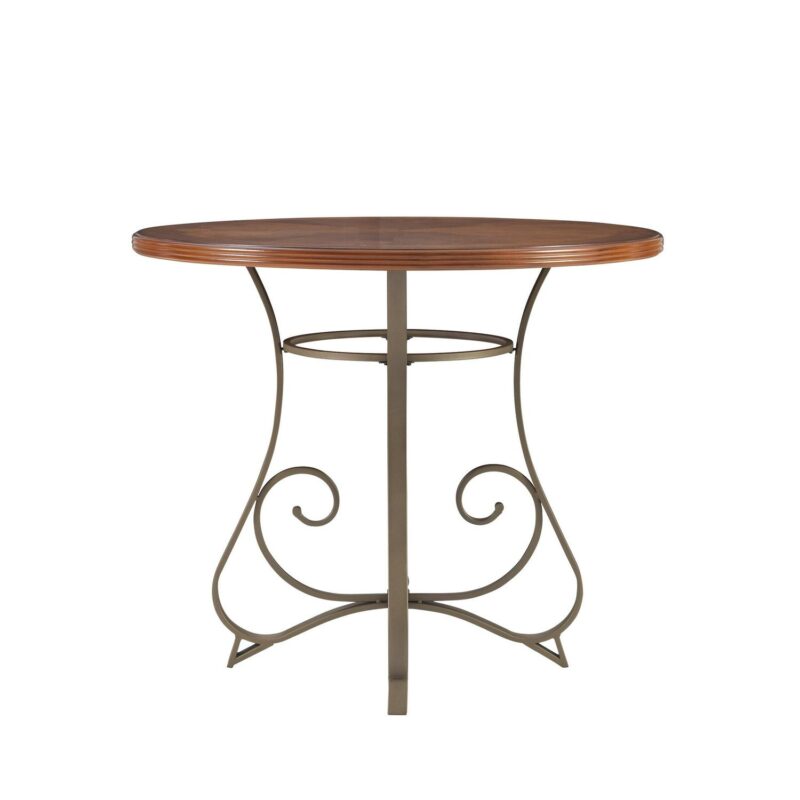 Linon Hamilton Five Piece Wood and Metal Dining Set in Pewter and Faux Cherry - Image 4