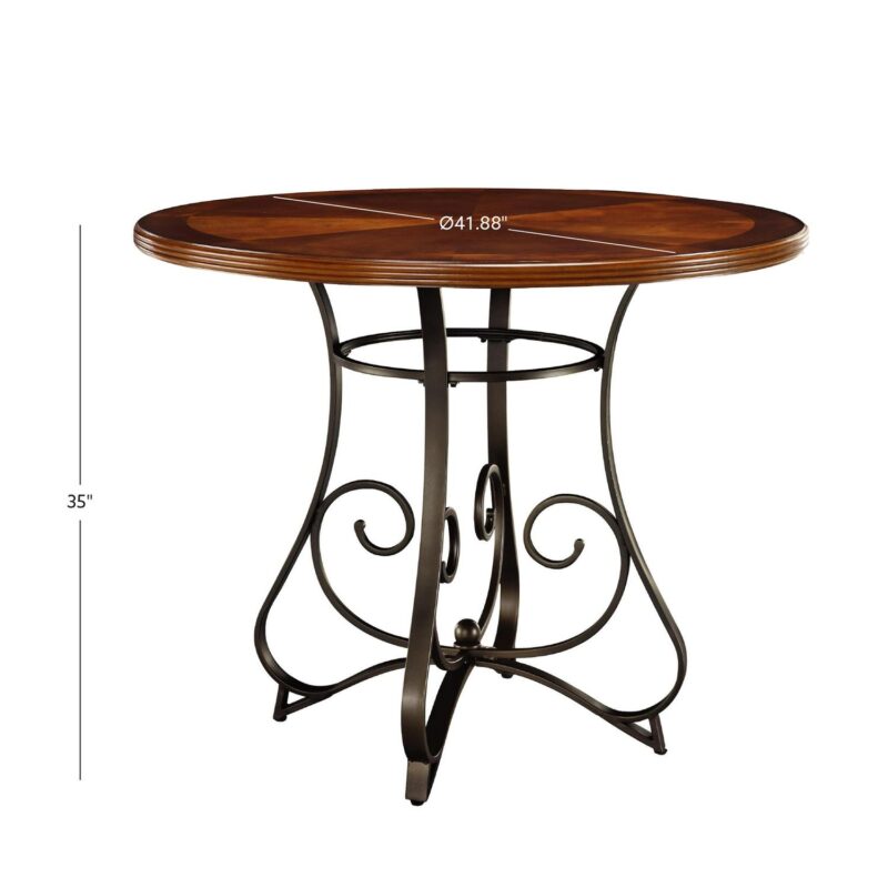 Linon Hamilton Five Piece Wood and Metal Dining Set in Pewter and Faux Cherry - Image 5