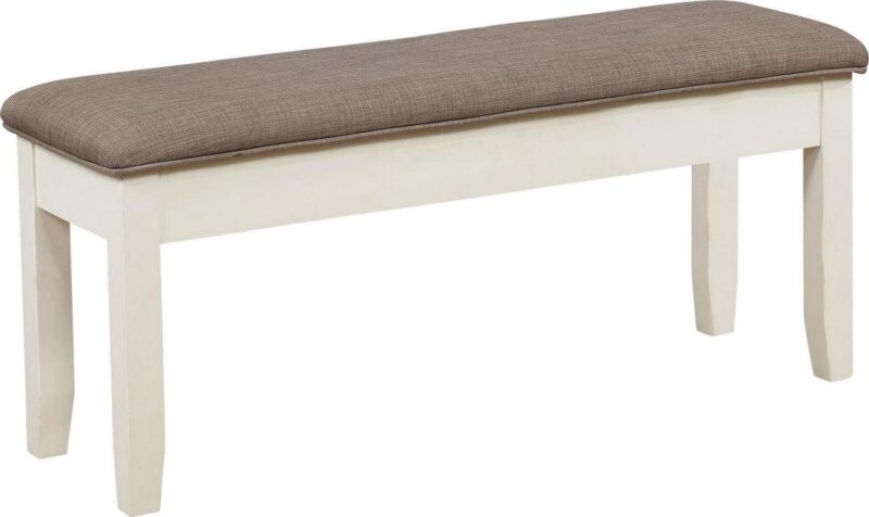 Linon Jane 2 Tone Six Piece Dining Set in Rustic Taupe and Vanilla White Wood - Image 4