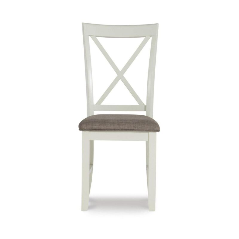 Linon Jane 5 Piece Upholstered Dining Set in Rustic Taupe and Vanilla White Wood - Image 3