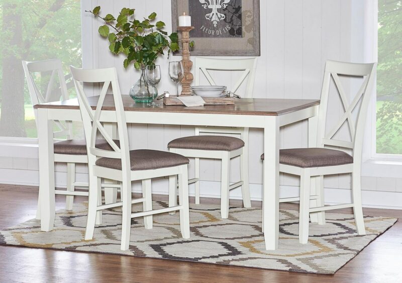 Linon Jane 5 Piece Upholstered Dining Set in Rustic Taupe and Vanilla White Wood - Image 10