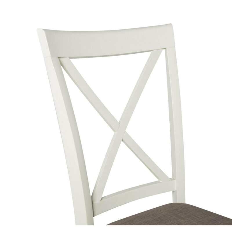 Linon Jane 5 Piece Upholstered Dining Set in Rustic Taupe and Vanilla White Wood - Image 7