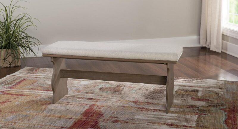 Linon Sasha Indoor Farmhouse Corner Dining Breakfast Nook with Table, Bench and Cushion Set, Seats 5-6, Natural/Beige Linen - Image 20