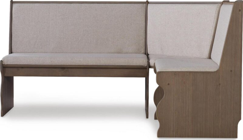 Linon Sasha Indoor Farmhouse Corner Dining Breakfast Nook with Table, Bench and Cushion Set, Seats 5-6, Natural/Beige Linen - Image 23