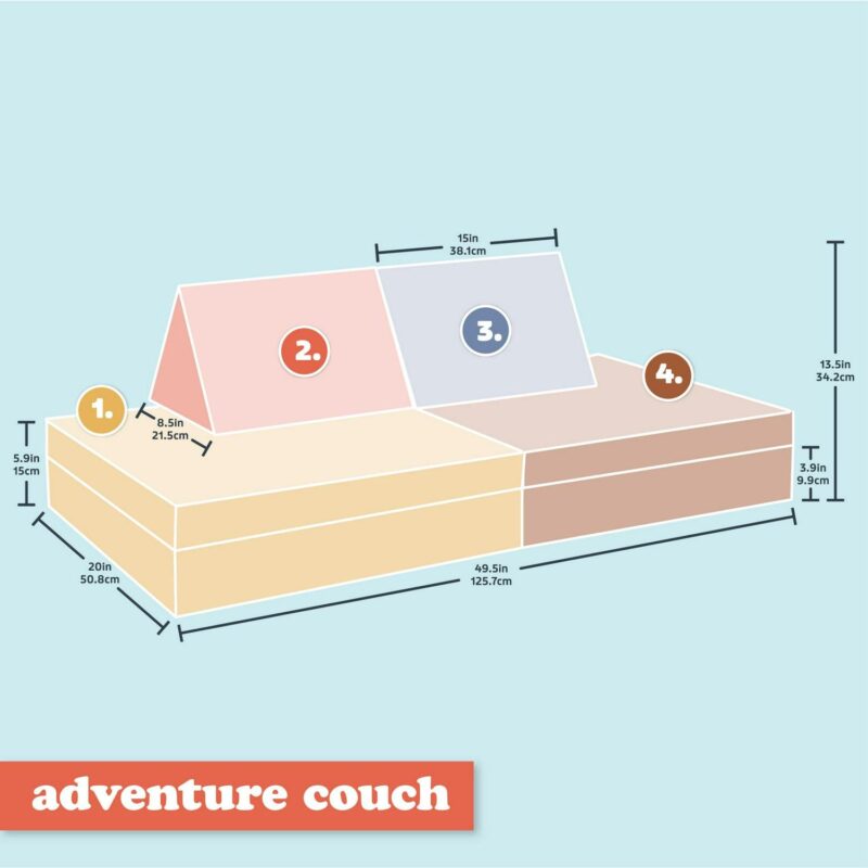 Little Nest Adventure Explorer Couch, Blush Pink for Toddlers - Image 3
