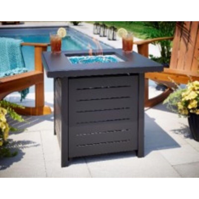 Living Accents Steel Square Propane Fire Pit Black 28 - Image 5