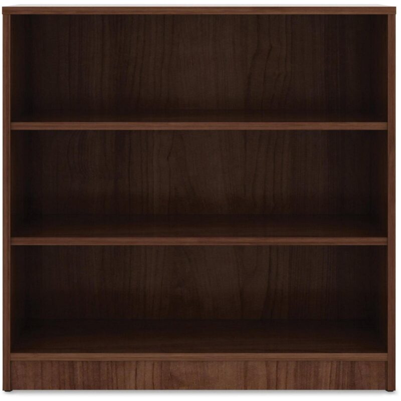Lorell Walnut Laminate Bookcase - 36  Height X 36  Width X 12  Depth - Sturdy, Adjustable Feet, Adjustable Shelf - Walnut - Laminate - 1 Each