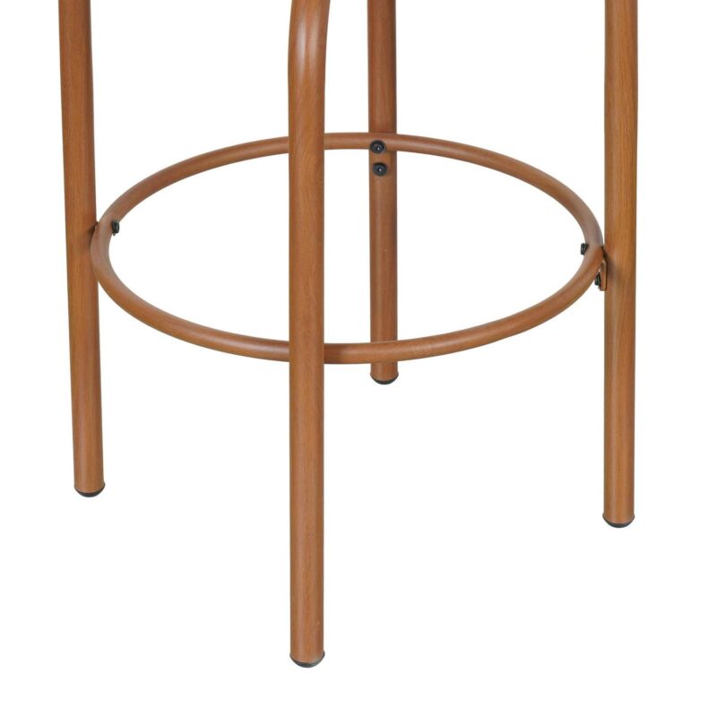 Lyric Modern 29  Outdoor Patio Bar Stools, Bar Chairs with Wood Grain Finish Frame with Hand-Woven PE Rattan Rope, Removable Cushions, Teak+Beige, Set of 2 - Image 4