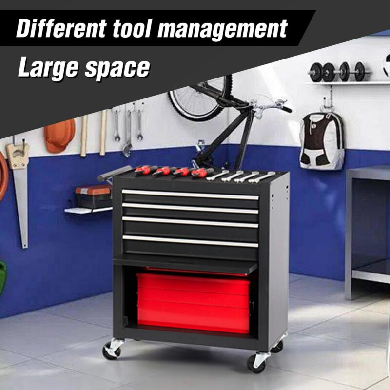 MAYEERTY 4-Drawer Rolling Tool Chest with Lock and Key, Tool Storage Cabinet with Wheels, Tool Organizer Box for Garage, Warehouse - Image 4