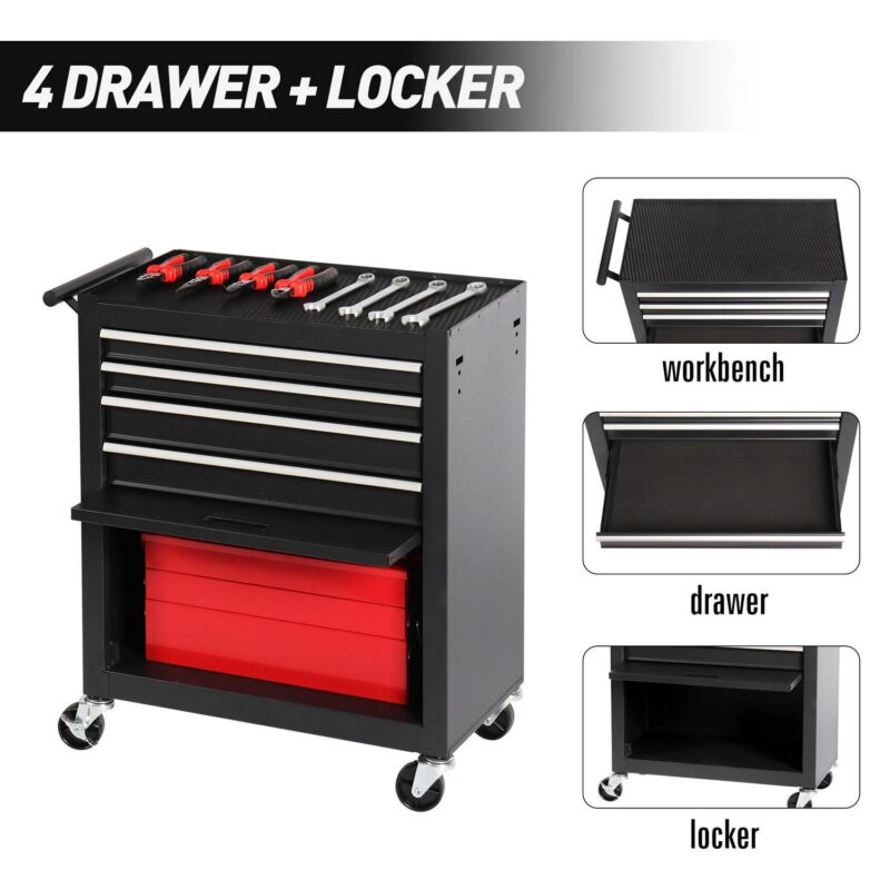 MAYEERTY 4-Drawer Rolling Tool Chest with Lock and Key, Tool Storage Cabinet with Wheels, Tool Organizer Box for Garage, Warehouse - Image 5