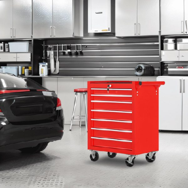 MAYEERTY 7 Drawer Rolling Tool Chest with Wheels, Multifunctional Tool Cart Mechanic Tool Storage Cabinet for Garage, Warehouse, Workshop, Repair Shop