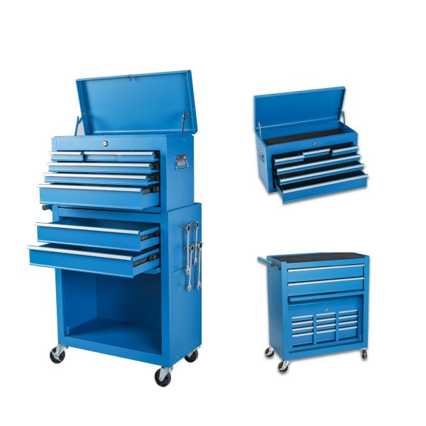 MAYEERTY 8-Drawer Tool Chest, Rolling Tool Storage Cabinet with 2 in 1 Detachable Top Tool Box, Metal Tool Cart for Garage