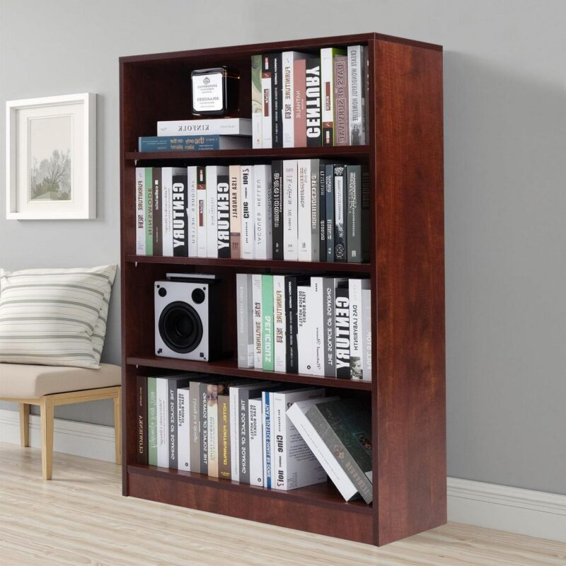 MAYEERTY Brown 4-Shelf Modern Wood Bookcase, 48  Tall, for Bedroom, Living Room, and Manga Library - Image 3