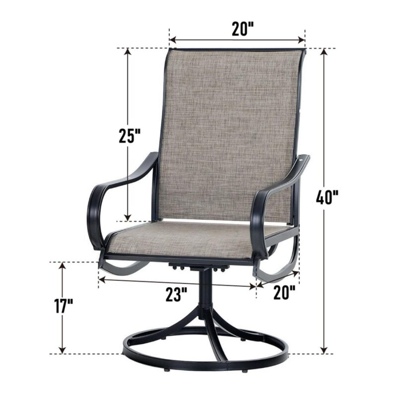 MF Studio 5 Pieces Outdoor Patio Dining Set Metal Furniture Set with Square Table and Swivel Padded Chairs for 4 person, Gray - Image 18