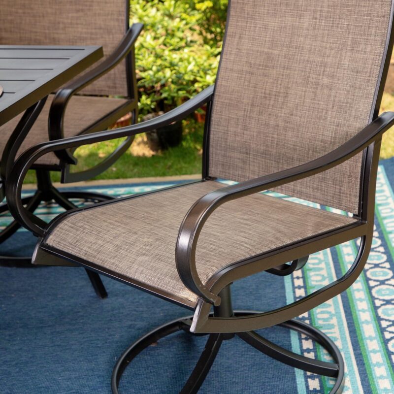 MF Studio 5 Pieces Outdoor Patio Dining Set Metal Furniture Set with Square Table and Swivel Padded Chairs for 4 person, Gray - Image 9