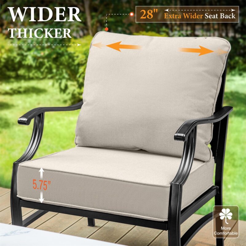 MF Studio 5-Seat Patio Conversation Set Metal Outdoor Furniture Sofa Set for 5 Person Beige - Image 4