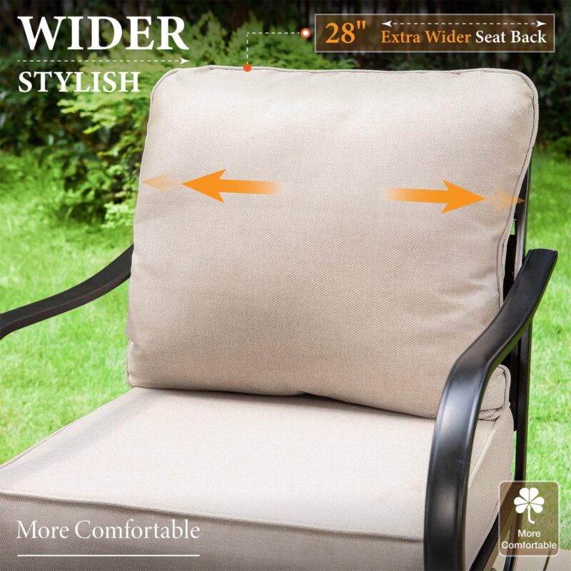 MF Studio 5-Seater Patio Conversation Set Metal Outdoor Furniture with Swivel Chair Sofa Beige - Image 5