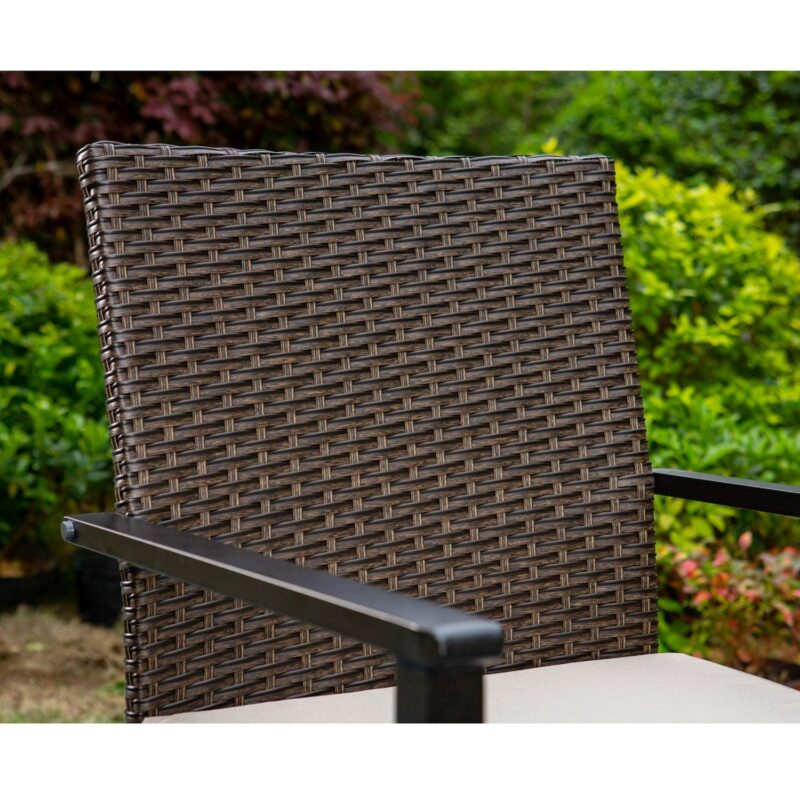MF Studio 6-Piece Patio Furniture Set with Umbrella, Wicker Chairs and Square Table for Dinner, Party and Conversation, Brown and Beige - Image 4