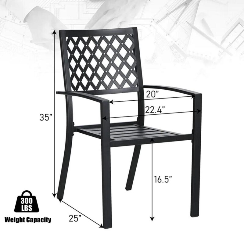 MF Studio 9-Piece Outdoor Patio Dining Set with Large Expandable Table and Stacking Chairs for 8, Black - Image 12