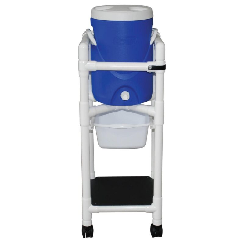 MJM International Refreshment cooler cart, with slide out storage tray, 5 gallon cooler