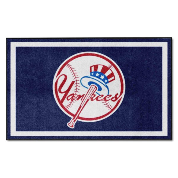 MLB Yankees 4 x 6 Foot Plush Non-Skid Area Rug