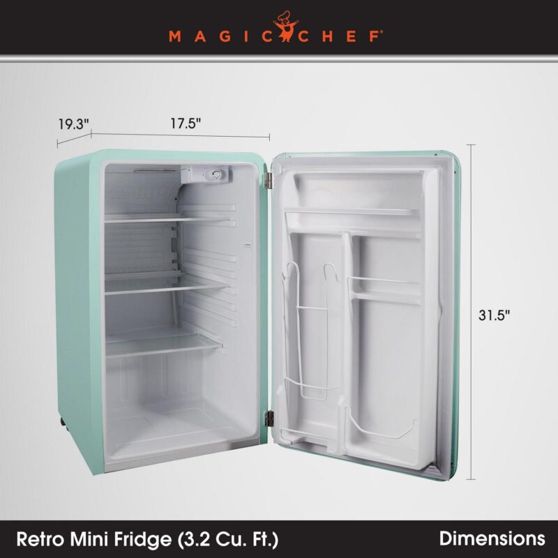 Magic Chef 3.2 cu. ft. Retro Mini Refrigerator in Mint Green, without Freezer in Mint Green - Image 9