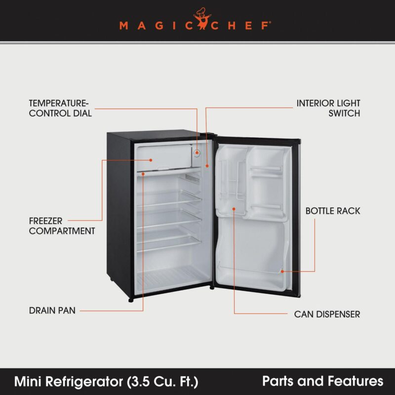 Magic Chef New 18.5 inch Width 3.5 Cu. ft. Compact Refrigerator with Single Door - Image 4