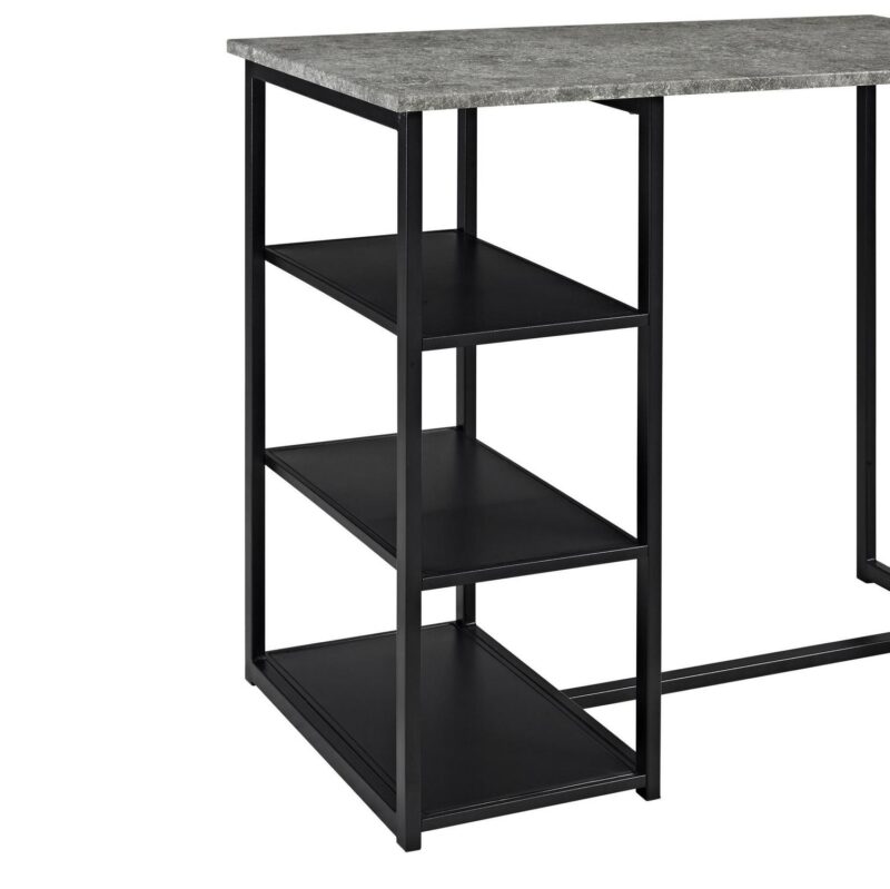 Mainstays 3-Piece Metal Pub Set with Faux Concrete Top, Gray and Black - Image 11