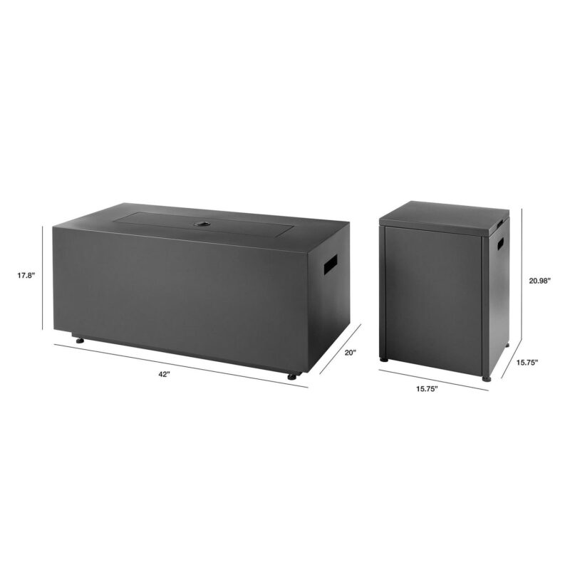 Mainstays 42  Rectangle Black Finish Modern Steel Fire Pit: 42  x 20  50000 BTU Propane Fire Pit Table with Lid, Tank Hideaway and Cover - Image 7