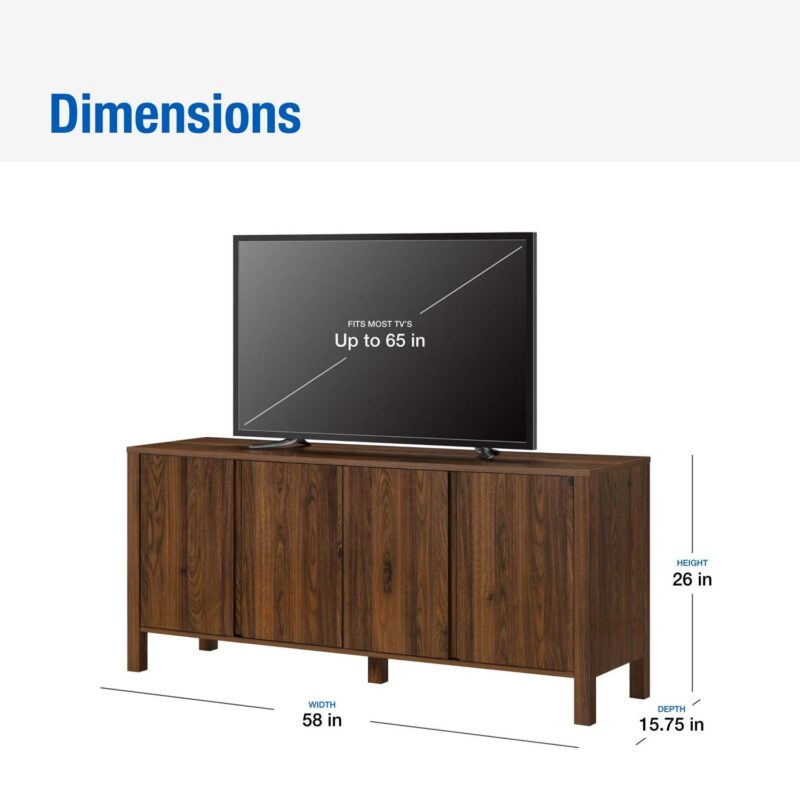 Mainstays 4-Door TV Console for TVa s up to 65a , Canyon Walnut Finish - Image 3