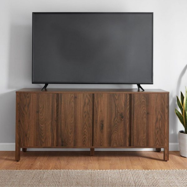 Mainstays 4-Door TV Console for TVa s up to 65a , Canyon Walnut Finish