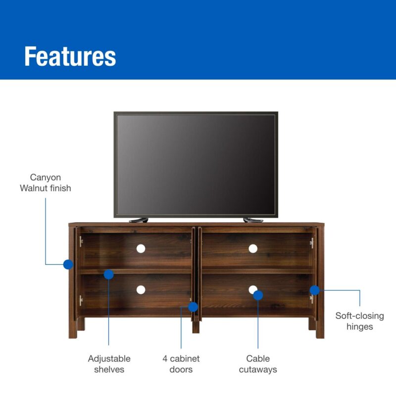 Mainstays 4-Door TV Console for TVa s up to 65a , Canyon Walnut Finish - Image 2