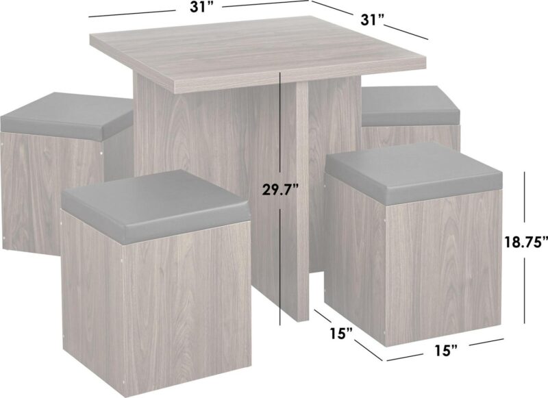 Mainstays 5-Piece Dexter Dining Room/Kitchen Set with Storage Ottoman, Multiple Colors - Image 8