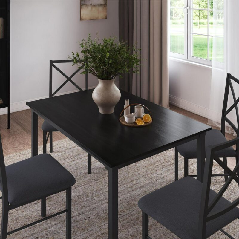 Mainstays 5-Piece Dining Table and Chair Set for 4, Black - Image 3