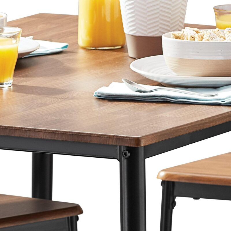 Mainstays 5-Piece Modern Wood and Metal Dining Room Set, Seats 4 for Indoor, Walnut Color - Image 5