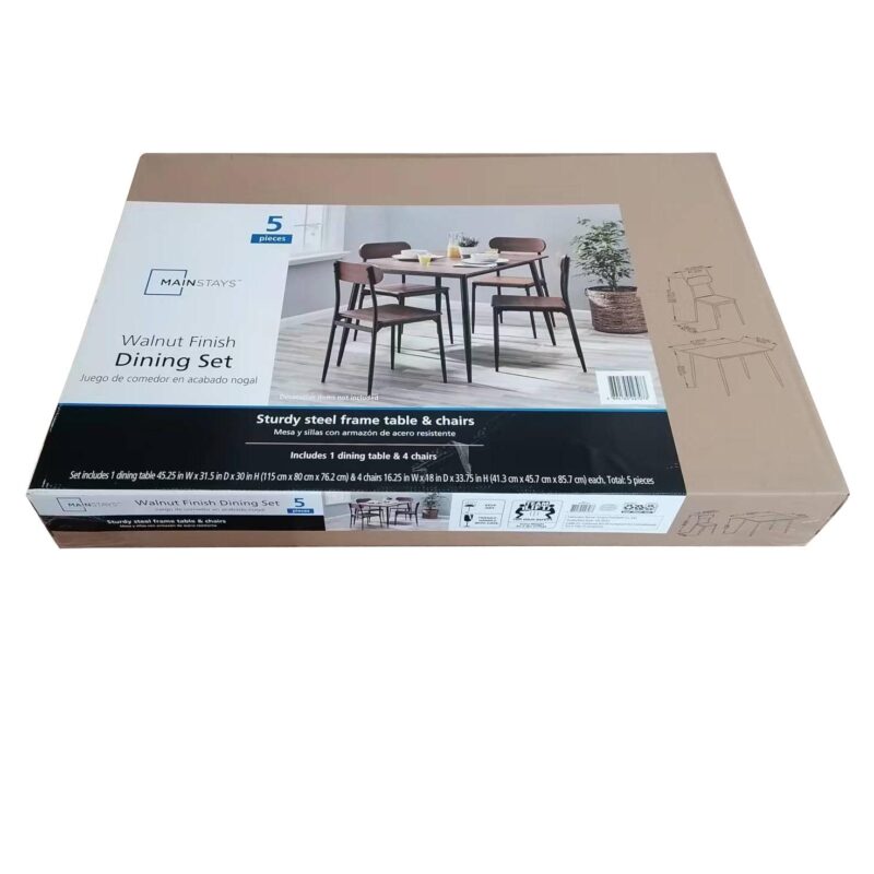 Mainstays 5-Piece Modern Wood and Metal Dining Room Set, Seats 4 for Indoor, Walnut Color - Image 12