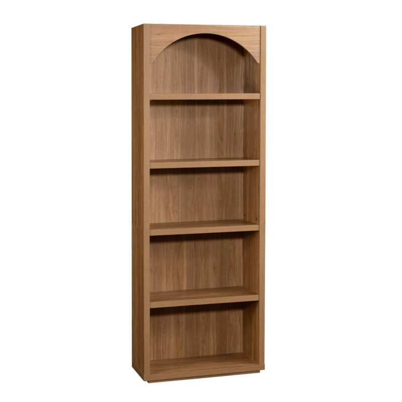 Mainstays 5 Shelf Westley Arch Bookcase, Warm Walnut Finish - Image 2