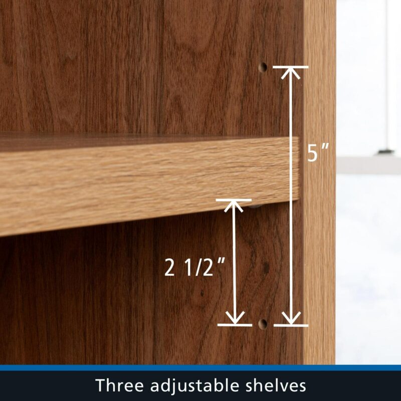 Mainstays 5 Shelf Westley Arch Bookcase, Warm Walnut Finish - Image 6