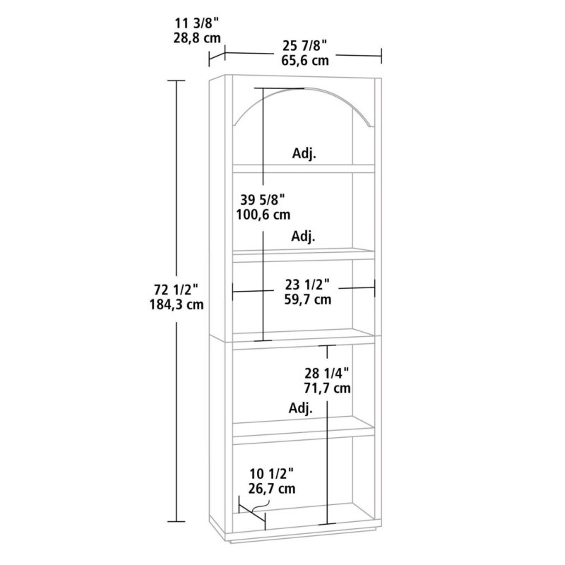 Mainstays 5 Shelf Westley Arch Bookcase, Warm Walnut Finish - Image 13