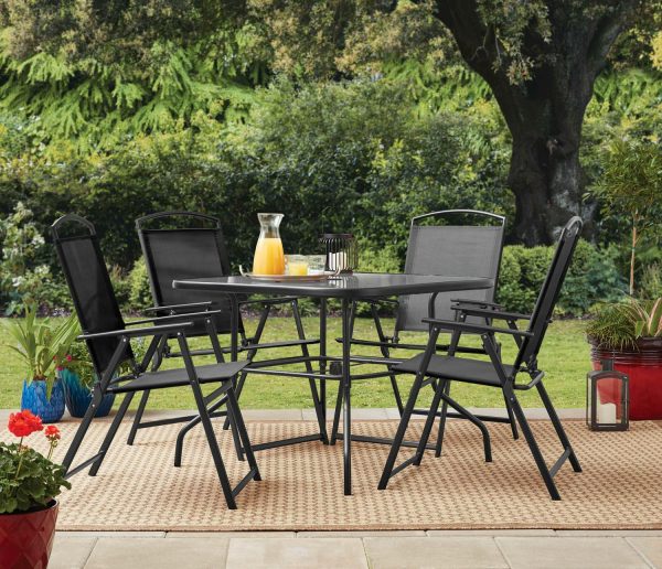 Mainstays 5pc Albany Lane Dining Set, Black, Outdoor Living