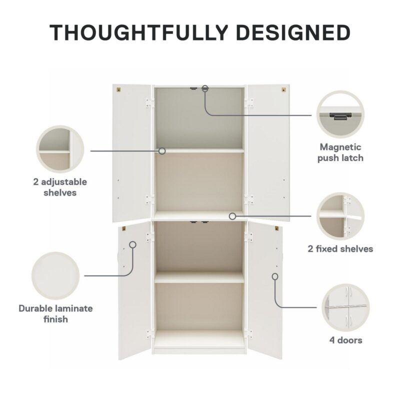 Mainstays 72  4-Door Cabinet, White - Image 10