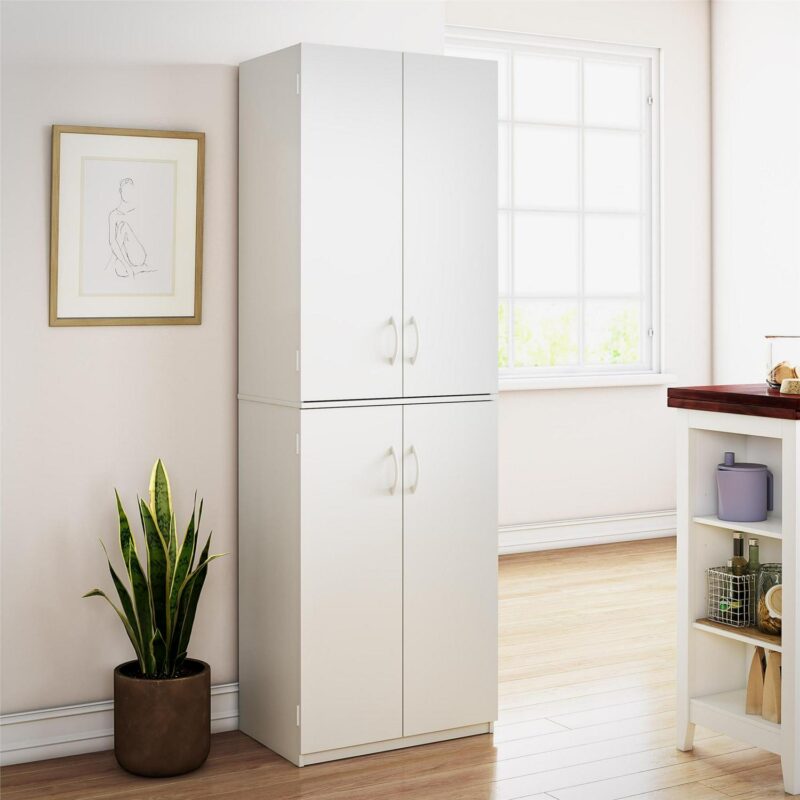 Mainstays 72  4-Door Cabinet, White - Image 3