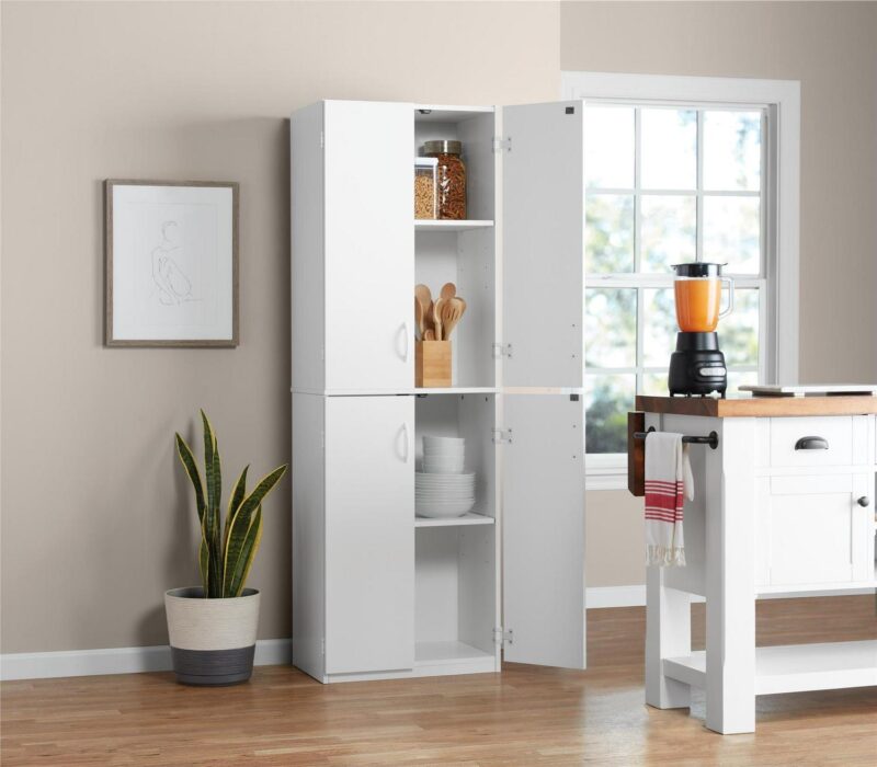 Mainstays 72  4-Door Cabinet, White - Image 4