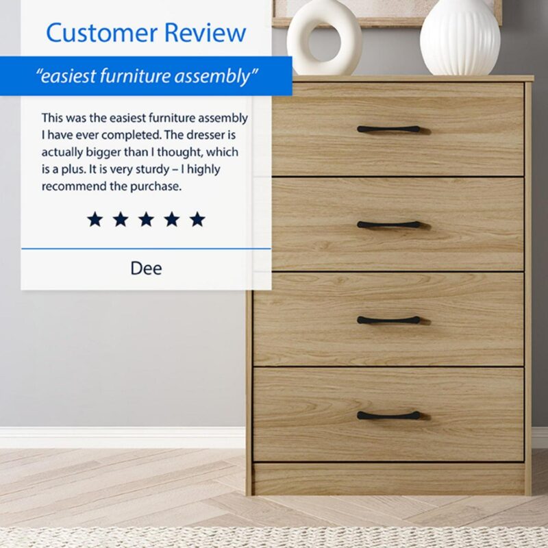 Mainstays Ardent 4 Drawer Dresser, Euro Oak - Image 7