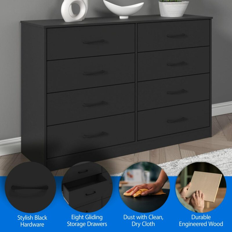Mainstays Ardent 8 Drawer Dresser, Black - Image 6