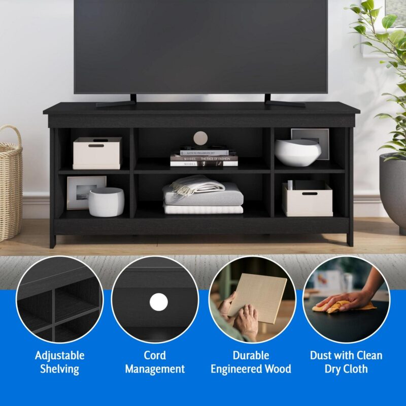 Mainstays Ardent No Tools Open Shelf TV Stand Console for TVs up to 50 , Black - Image 2