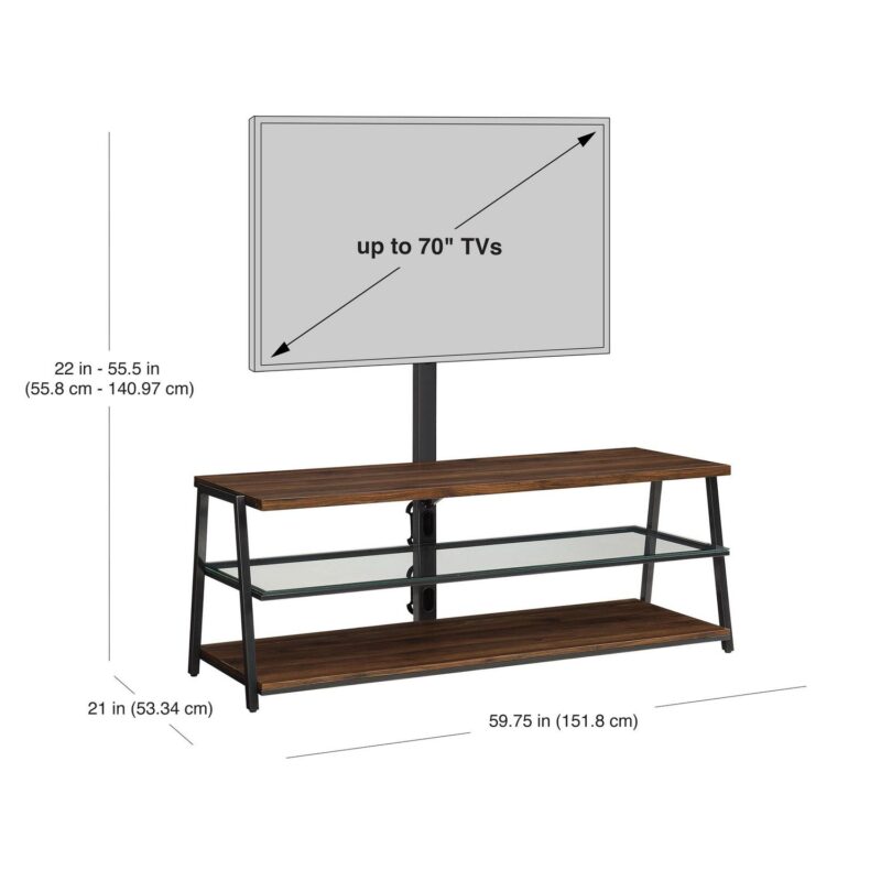 Mainstays Arris 3-in-1 TV Stand for TVs up to 70 , Canyon Walnut - Image 4