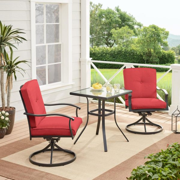 Mainstays Belden Park 3-Piece Outdoor Patio Bistro Set, Red