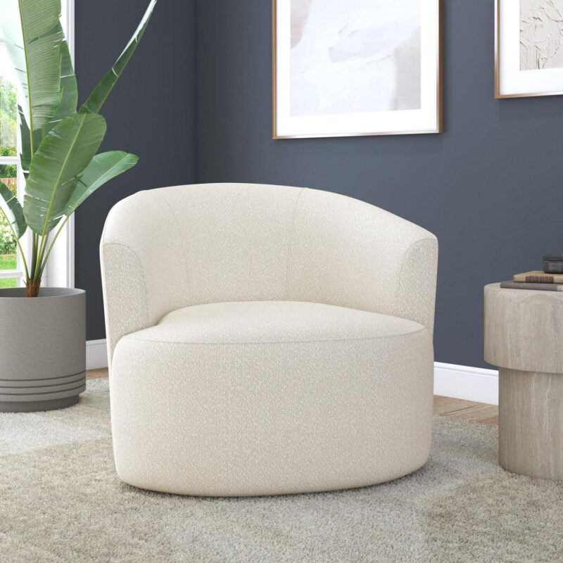 Mainstays Boucle Swivel Chair, Cream - Image 11