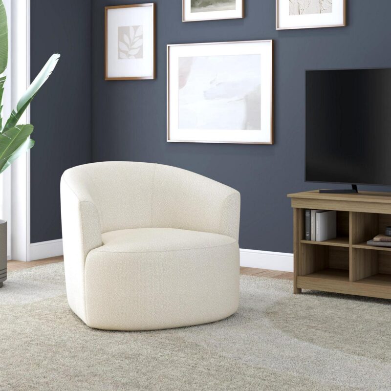 Mainstays Boucle Swivel Chair, Cream - Image 12